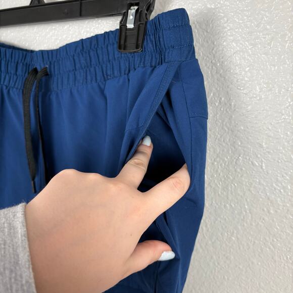 Approx Size M Blue Drawstring Lightweight Workout Shorts Lining Stretch Built In - Picture 3 of 5